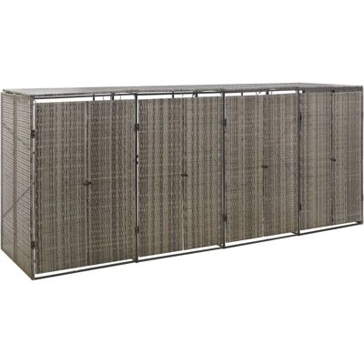 Abri pour 4 poubelles à roulettes - 274x80x117 cm - Rangement résistant aux intempéries - Publicité Abri pour 4 poubelles à roulettes - 274x80x117 cm - Rangement résistant aux intempéries - Publicité