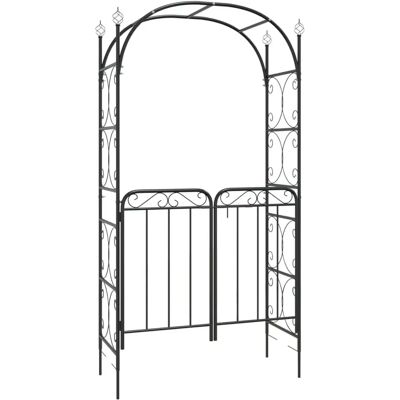 vidaXL Łuk ogrodowy z bramą czarny 108x45x235 cm Stal - Łuk ogrodowy vidaXL Łuk ogrodowy z bramą czarny 108x45x235 cm Stal - Łuk ogrodowy