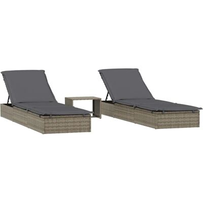 Maisonchic - Loungeset mit 2 Sonnenliegen und Tisch - Grau Maisonchic - Loungeset mit 2 Sonnenliegen und Tisch - Grau