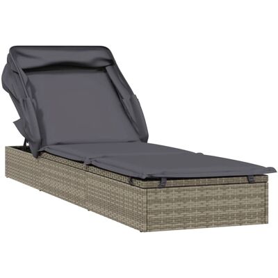 VidaXL Outdoor Stuhl - Gepolstert Polyester Grau - Lounge Sitz VidaXL Outdoor Stuhl - Gepolstert Polyester Grau - Lounge Sitz