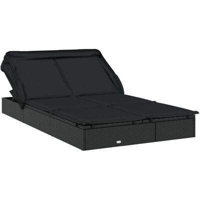 vidaXL 2-Personen Zonnebed met Dak Zwart 213x118x97 vidaXL 2-Personen Zonnebed met Dak Zwart 213x118x97