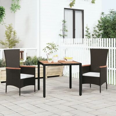 vidaXL Gartentisch mit Holzplatte Schwarz Poly Rattan und Akazie vidaXL Gartentisch mit Holzplatte Schwarz Poly Rattan und Akazie