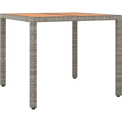 vidaXL Gartentisch mit Holzplatte in Grau Poly Rattan und Akazie vidaXL Gartentisch mit Holzplatte in Grau Poly Rattan und Akazie