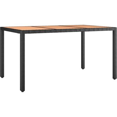 Nnevl Tuin Tafel met Houten Blad Zwart Poly Rattan & Massief Hout Acacia - Tuin Tafel Nnevl Tuin Tafel met Houten Blad Zwart Poly Rattan & Massief Hout Acacia - Tuin Tafel