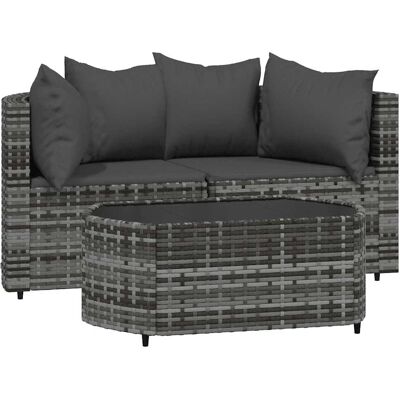 vidaXL Gartenmöbel-Set 3-tlg. Grau Polyrattan vidaXL Gartenmöbel-Set 3-tlg. Grau Polyrattan