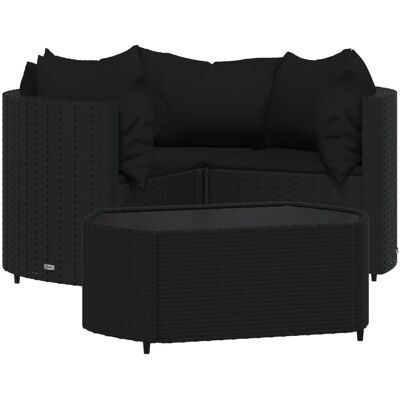 VidaXL Outdoormöbel-Set - Wetterfest, Modular, Schwarz VidaXL Outdoormöbel-Set - Wetterfest, Modular, Schwarz