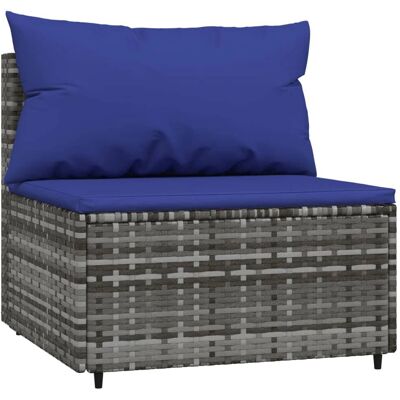 vidaXL Sofá de jardim - Rattan sintético cinza - Sofá central de jardim vidaXL Sofá de jardim - Rattan sintético cinza - Sofá central de jardim