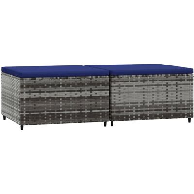 tuinstoel met kussen 2 stuks grijs poly rotan vidaXL - tuin krukje tuinstoel met kussen 2 stuks grijs poly rotan vidaXL - tuin krukje