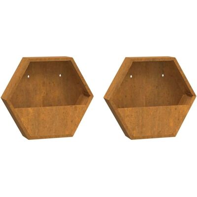 vidaXL Jardineras de pared 2 unidades. Acero cortén oxidado 46x10x40 cm - Jardineras colgantes vidaXL Jardineras de pared 2 unidades. Acero cortén oxidado 46x10x40 cm - Jardineras colgantes