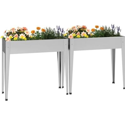 vidaXL Gartenkübel 2 Stück Grau Galvanisiertes Stahl - Gartenkübel vidaXL Gartenkübel 2 Stück Grau Galvanisiertes Stahl - Gartenkübel