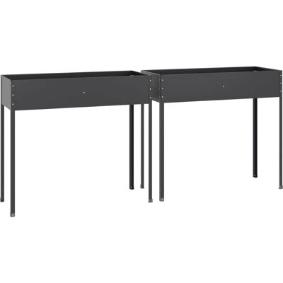 vidaXL Tuinpotten 2 stuks Antraciet Gegalvaniseerd Staal - Garden Planters vidaXL Tuinpotten 2 stuks Antraciet Gegalvaniseerd Staal - Garden Planters