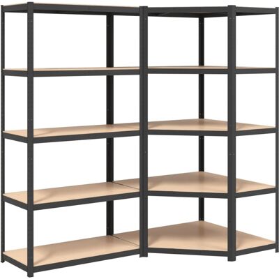 vidaXL Schwerlastregale 2 Stück Grau Stahl & Technisches Holz - Regale vidaXL Schwerlastregale 2 Stück Grau Stahl & Technisches Holz - Regale