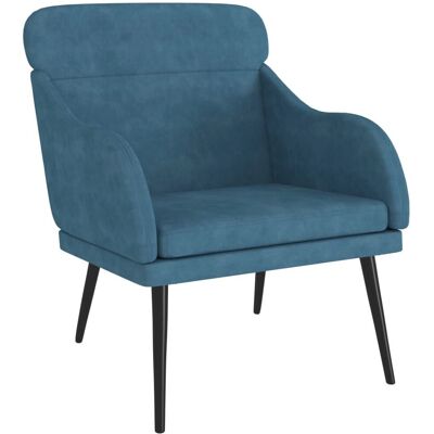 VidaXL Fauteuil d'accent - Velours bleu 63x76x80 cm - Mobilier - Publicité VidaXL Fauteuil d'accent - Velours bleu 63x76x80 cm - Mobilier - Publicité