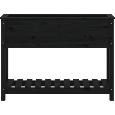 Massivt grantræ blomsterkasse med hylde - Sort - 111,5x34,5x81 cm Massivt grantræ blomsterkasse med hylde - Sort - 111,5x34,5x81 cm