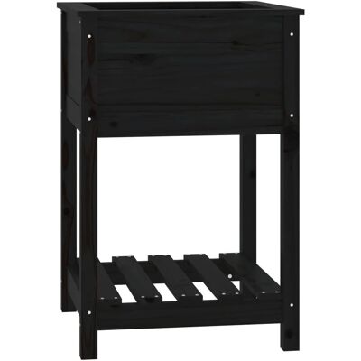 vidaXL Schwarze Kiefernholz Pflanzgefäß mit Regal - Pflanzgefäß - Schwarz - 54x54x81 cm vidaXL Schwarze Kiefernholz Pflanzgefäß mit Regal - Pflanzgefäß - Schwarz - 54x54x81 cm