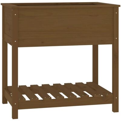 vidaXL Honigbraune Holzkiefer Blumenampel mit Regal - Pflanzkübel vidaXL Honigbraune Holzkiefer Blumenampel mit Regal - Pflanzkübel