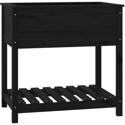 Massief dennenhout plantenbak met plank - Zwart - 82,5x54x81 cm - Planter Massief dennenhout plantenbak met plank - Zwart - 82,5x54x81 cm - Planter