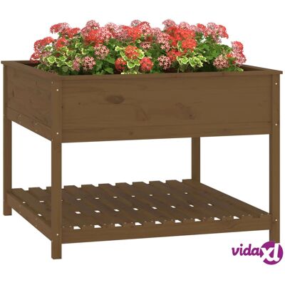 vidaXL Honig Braun 111,5x111,5x81 cm Massives Kiefernholz Pflanzgefäß mit Regal vidaXL Honig Braun 111,5x111,5x81 cm Massives Kiefernholz Pflanzgefäß mit Regal