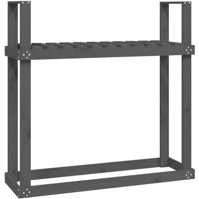 vidaXL Estante para leña Gris 110x35x108.5 cm Madera de pino maciza - Estante para madera vidaXL Estante para leña Gris 110x35x108.5 cm Madera de pino maciza - Estante para madera