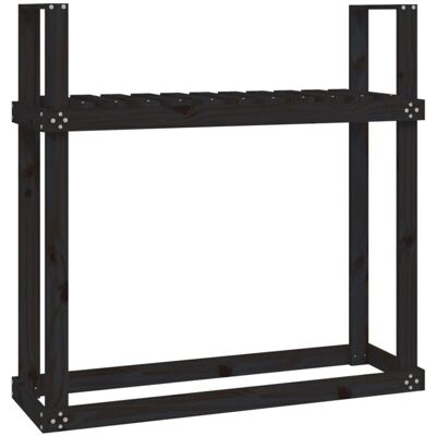 Étagère à bois noire vidaXL 110x35x108.5 cm Bois de pin massif - Support à bois - Publicité Étagère à bois noire vidaXL 110x35x108.5 cm Bois de pin massif - Support à bois - Publicité