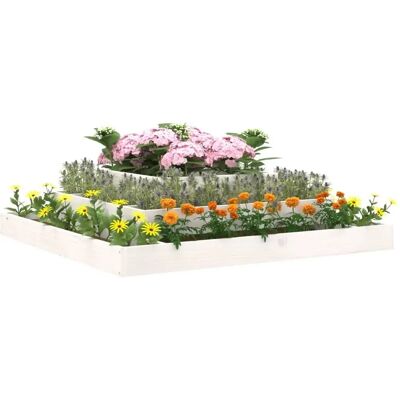 vidaXL Witte Massief Houten Dennen Plantbak - 110x110x27 cm Meerdere Niveaus Tuinbed vidaXL Witte Massief Houten Dennen Plantbak - 110x110x27 cm Meerdere Niveaus Tuinbed