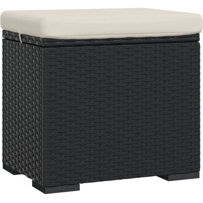 Maisonchic Ottomana med sort pude - Puf - Vejrbestandigt syntetisk rattan Maisonchic Ottomana med sort pude - Puf - Vejrbestandigt syntetisk rattan