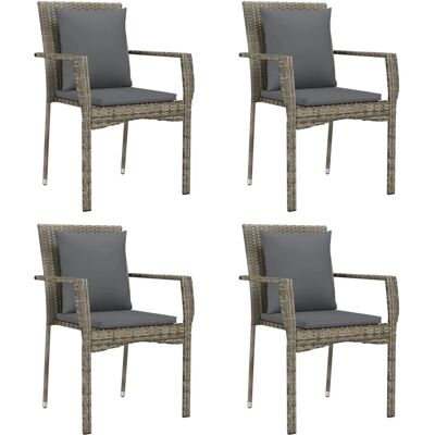 Maisonchic Gartenstühle - Grau, Kissen, 4 Stück - Gartenmöbel Maisonchic Gartenstühle - Grau, Kissen, 4 Stück - Gartenmöbel