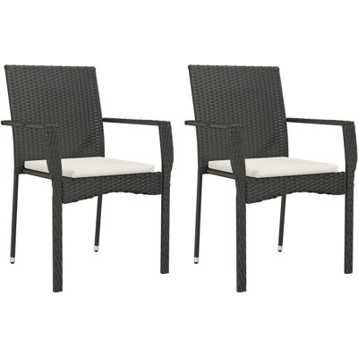 vidaXL Gartenstühle mit Kissen - 2 Stück - Schwarz - Gartenstühle vidaXL Gartenstühle mit Kissen - 2 Stück - Schwarz - Gartenstühle