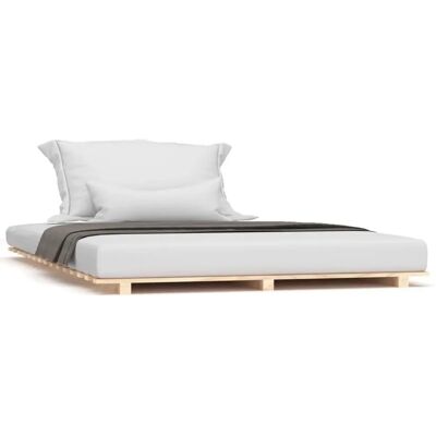 vidaXL Bed Frame Brown Solid Pine 140x200cm - Bedstead & Base vidaXL Bed Frame Brown Solid Pine 140x200cm - Bedstead & Base