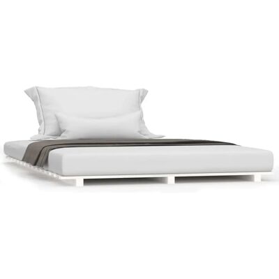 vidaXL Wit Dennen Bedframe - 140x200 cm, Rustieke stijl vidaXL Wit Dennen Bedframe - 140x200 cm, Rustieke stijl