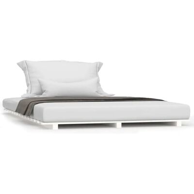 vidaXL 824609 Bedframe - Natuurlijk dennenhout, Wit, 135x190 cm vidaXL 824609 Bedframe - Natuurlijk dennenhout, Wit, 135x190 cm