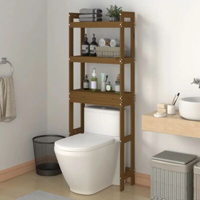 vidaXL Półka na toaletę miód brąz 63x26x171 cm Drewno sosnowe lite - Półka WC vidaXL Półka na toaletę miód brąz 63x26x171 cm Drewno sosnowe lite - Półka WC