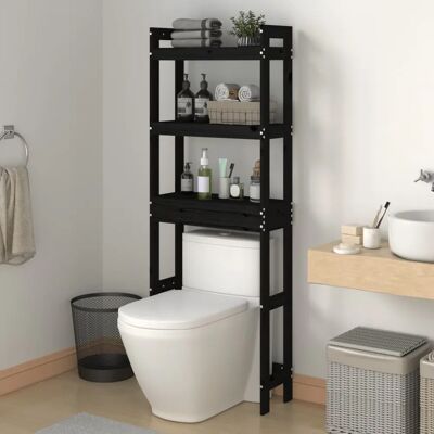 vidaXL Toilet Bøjle Sort 63x26x171 cm Massivt grantræ - Badehylde vidaXL Toilet Bøjle Sort 63x26x171 cm Massivt grantræ - Badehylde