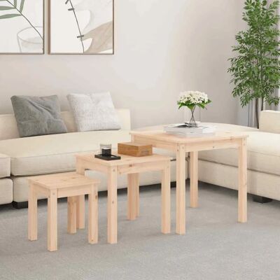vidaXL 3-tlg. Stapelbare Massiv-Pin-Tische - Platzsparendes Mehrzweck-Set vidaXL 3-tlg. Stapelbare Massiv-Pin-Tische - Platzsparendes Mehrzweck-Set