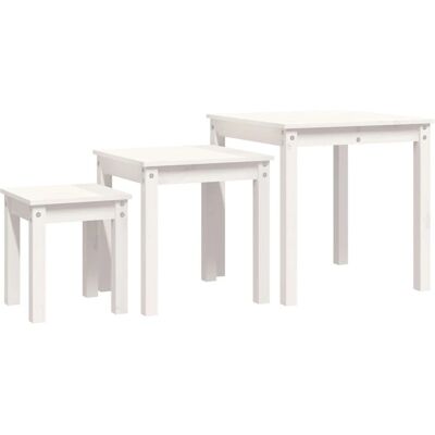 vidaXL 824974 Weiße Massives Kiefernholz Nesting Tische - Beistelltisch vidaXL 824974 Weiße Massives Kiefernholz Nesting Tische - Beistelltisch