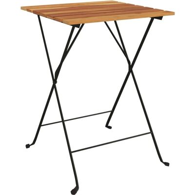 Maisonchic - Mesa de jardín plegable de teca y acero - 55x54x71cm Maisonchic - Mesa de jardín plegable de teca y acero - 55x54x71cm