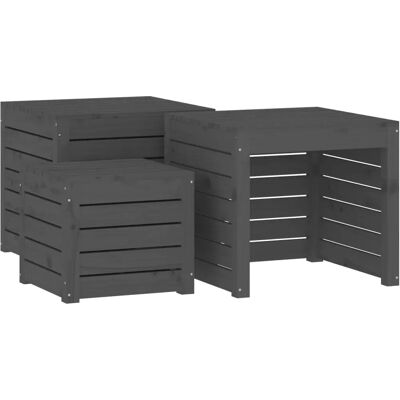 vidaXL Gartenschrankenset Grau Massives Kiefernholz - Gartenaufbewahrung vidaXL Gartenschrankenset Grau Massives Kiefernholz - Gartenaufbewahrung