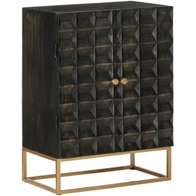 vidaXL Schwarzes 55x34x75 cm Mangoholz Sideboard - Aufbewahrungs-Schrank vidaXL Schwarzes 55x34x75 cm Mangoholz Sideboard - Aufbewahrungs-Schrank