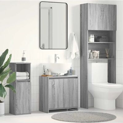 vidaXL Badeværelsesskab Grå Sonoma 60x33x61 cm Ingeænørtræ - Opbevaringshylde til badeværelse vidaXL Badeværelsesskab Grå Sonoma 60x33x61 cm Ingeænørtræ - Opbevaringshylde til badeværelse