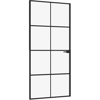vidaXL Sorte indvendige dør 93x201,5 cm Hærdet glas og aluminium - Inderdør vidaXL Sorte indvendige dør 93x201,5 cm Hærdet glas og aluminium - Inderdør