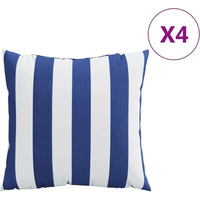 vidaXL Blau-Weiß Streifen Dekorative Kissen - 4 Stück, 60x60 cm vidaXL Blau-Weiß Streifen Dekorative Kissen - 4 Stück, 60x60 cm