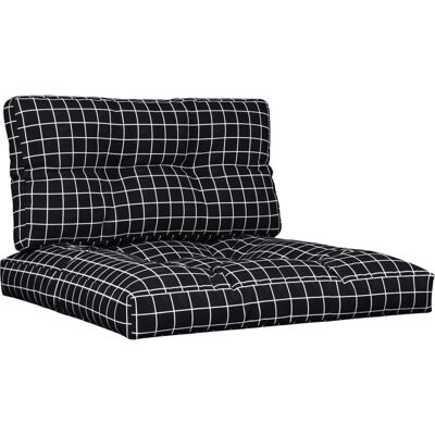 vidaXL Palettenkissen - Schwarz Karo Stoff 2 Stk - Für Innen & Außen vidaXL Palettenkissen - Schwarz Karo Stoff 2 Stk - Für Innen & Außen