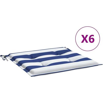 vidaXL Gartenstuhlauflagen Set 6 Blau & Weiß Streifen 50x50x3cm vidaXL Gartenstuhlauflagen Set 6 Blau & Weiß Streifen 50x50x3cm