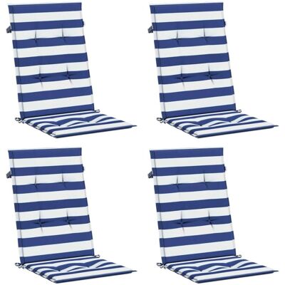 vidaXL Hoge rug steunkussens - 4 stuks Blauwe & Witte Gestreepte Stof - Kussens vidaXL Hoge rug steunkussens - 4 stuks Blauwe & Witte Gestreepte Stof - Kussens
