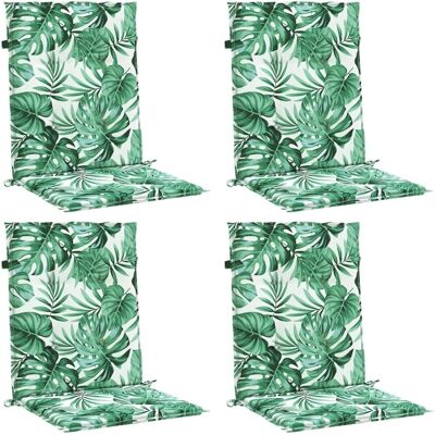 vidaXL Lage rugkussens - Bladpatroon stof - 4 stuks Groen vidaXL Lage rugkussens - Bladpatroon stof - 4 stuks Groen