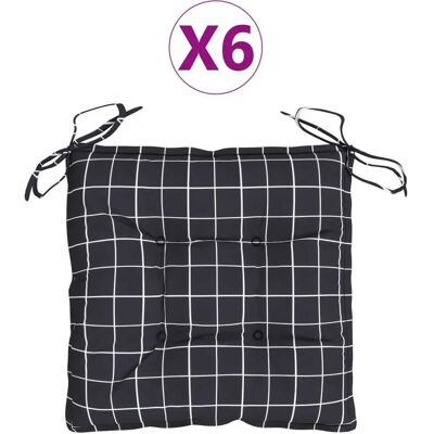 vidaXL Poduszka na krzesło 6 sztuk Czarna w kratę 50x50x7 cm Oxford materiał vidaXL Poduszka na krzesło 6 sztuk Czarna w kratę 50x50x7 cm Oxford materiał