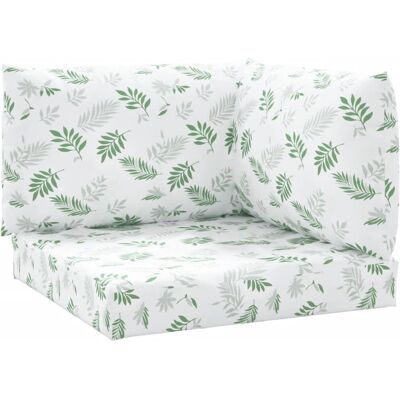vidaXL Palletkussen 3 stuks Bladpatroon Oxford Stof Groen - Palletkussens vidaXL Palletkussen 3 stuks Bladpatroon Oxford Stof Groen - Palletkussens