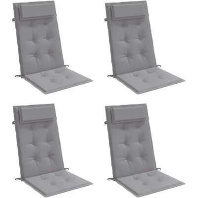 vidaXL Cojines Alta Respaldo - 4 uds - Tela Oxford Gris - Cojines vidaXL Cojines Alta Respaldo - 4 uds - Tela Oxford Gris - Cojines