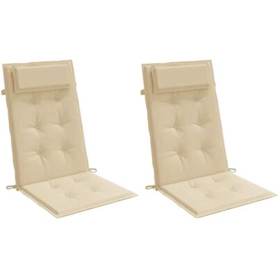 vidaXL Hochlehnerkissen 2 Stück Beige Oxford Stoff - Kissen vidaXL Hochlehnerkissen 2 Stück Beige Oxford Stoff - Kissen