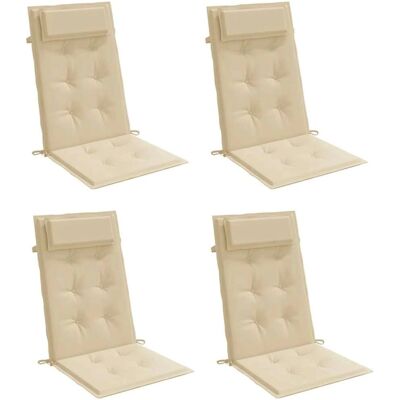 vidaXL Høje rygpuder - 4 stk Beige Oxford stof vidaXL Høje rygpuder - 4 stk Beige Oxford stof